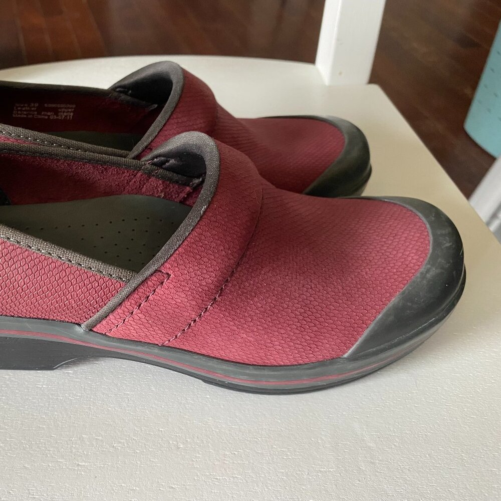 Dansko Burgundy Rubber Toe Closed Back Clogs